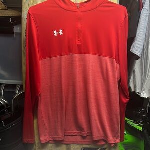 Under large armor red long tech zip up hoodie